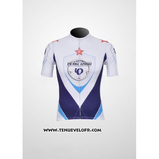 2011 Maillot Ciclismo Pearl Izumi Blanc et Bleu Manches Courtes et Cuissard